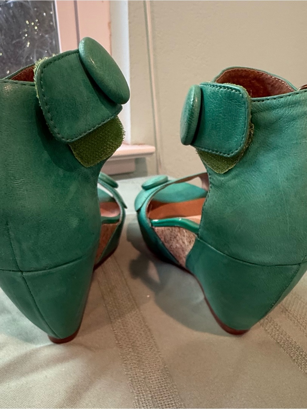 Miz Mooz Yael Ankle-Strap Sandal Wedge Green 9 - Picture 10 of 10